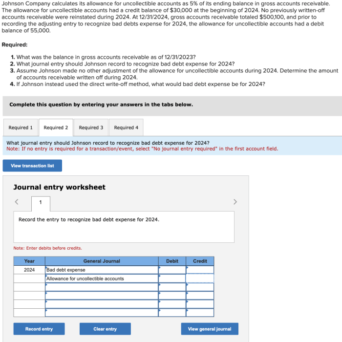 Johnson company calculates its allowance