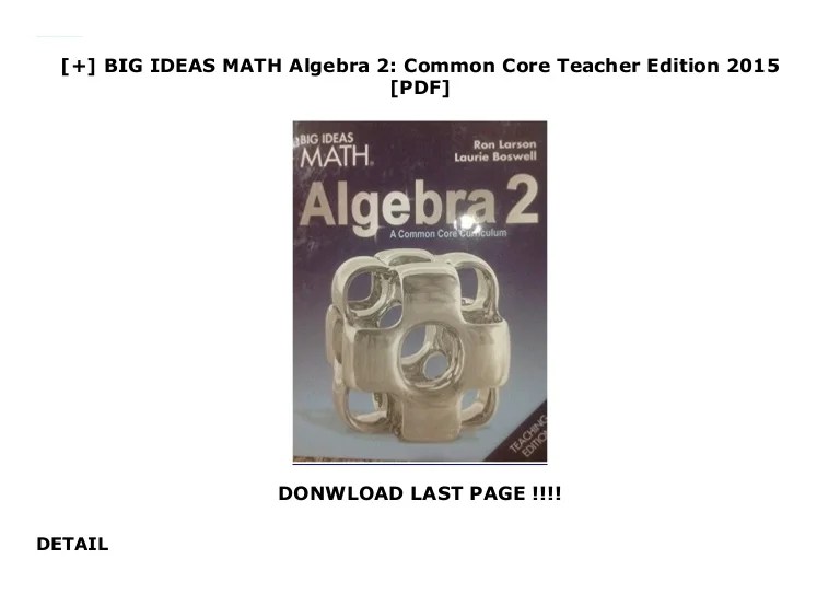 Big ideas math algebra 2 answer key