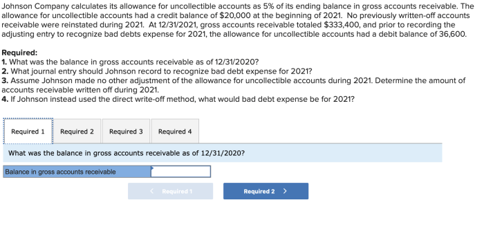 Johnson company calculates its allowance