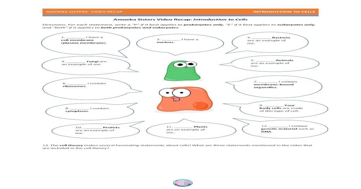 Introduction to cells the grand cell tour worksheet answer key