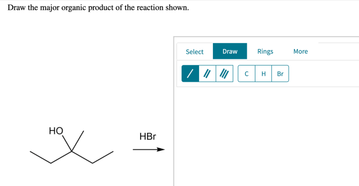 Draw the expected product of the reaction shown.